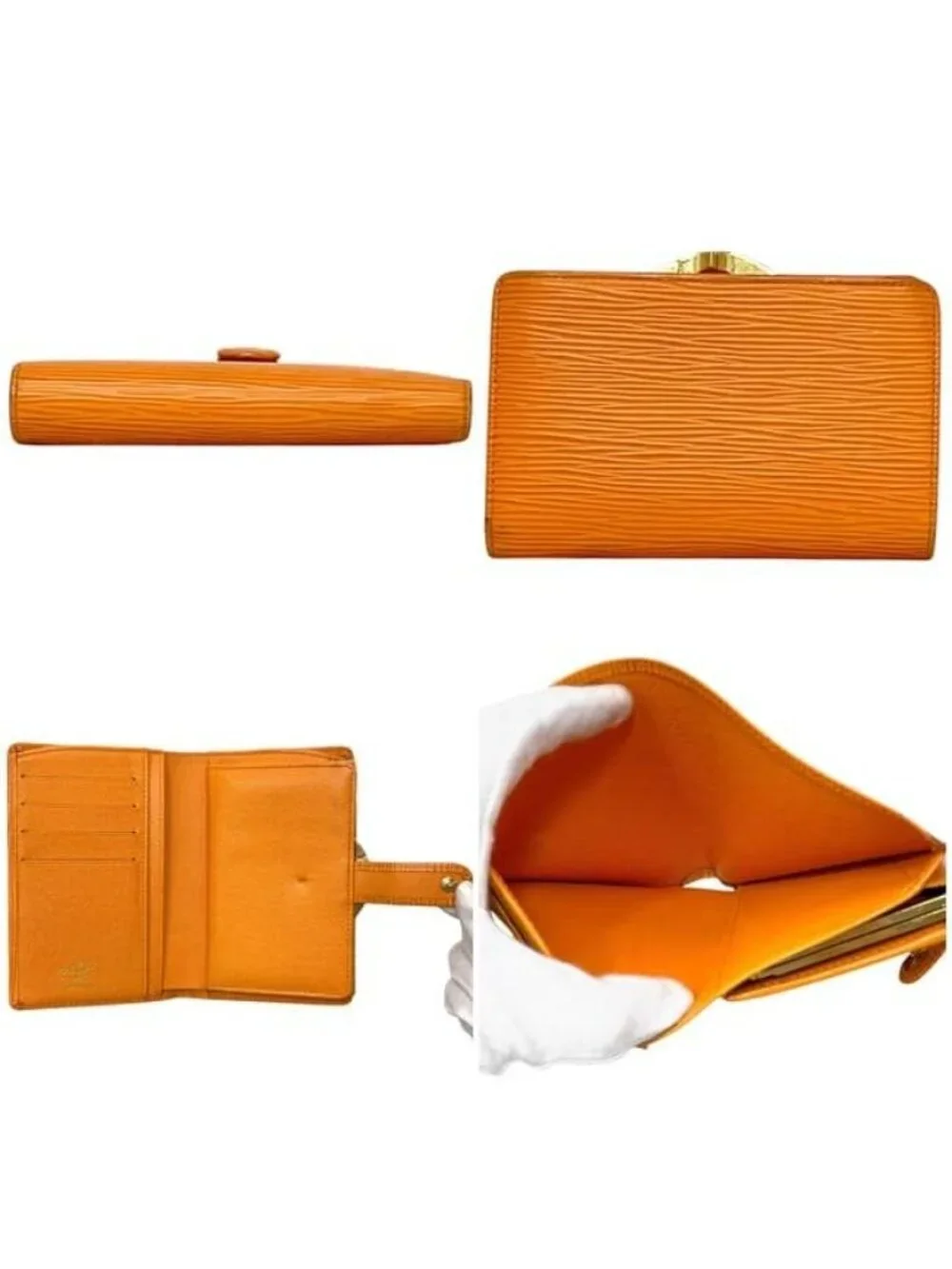 Louis Vuitton Bifold Wallet Portomonevier Viennois Orange Mandarin Epi Kiss